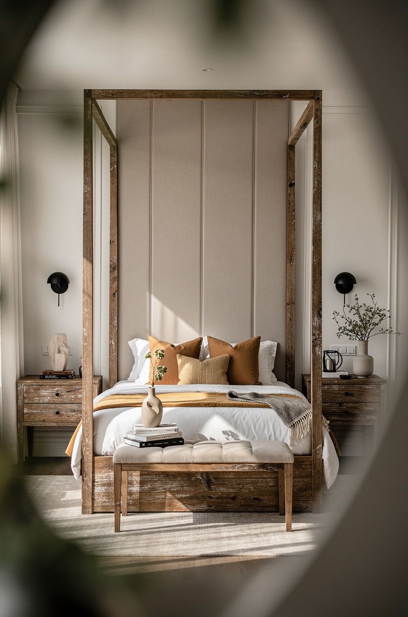 Instead of a Full Canopy, Frame the Bed with Four Panels