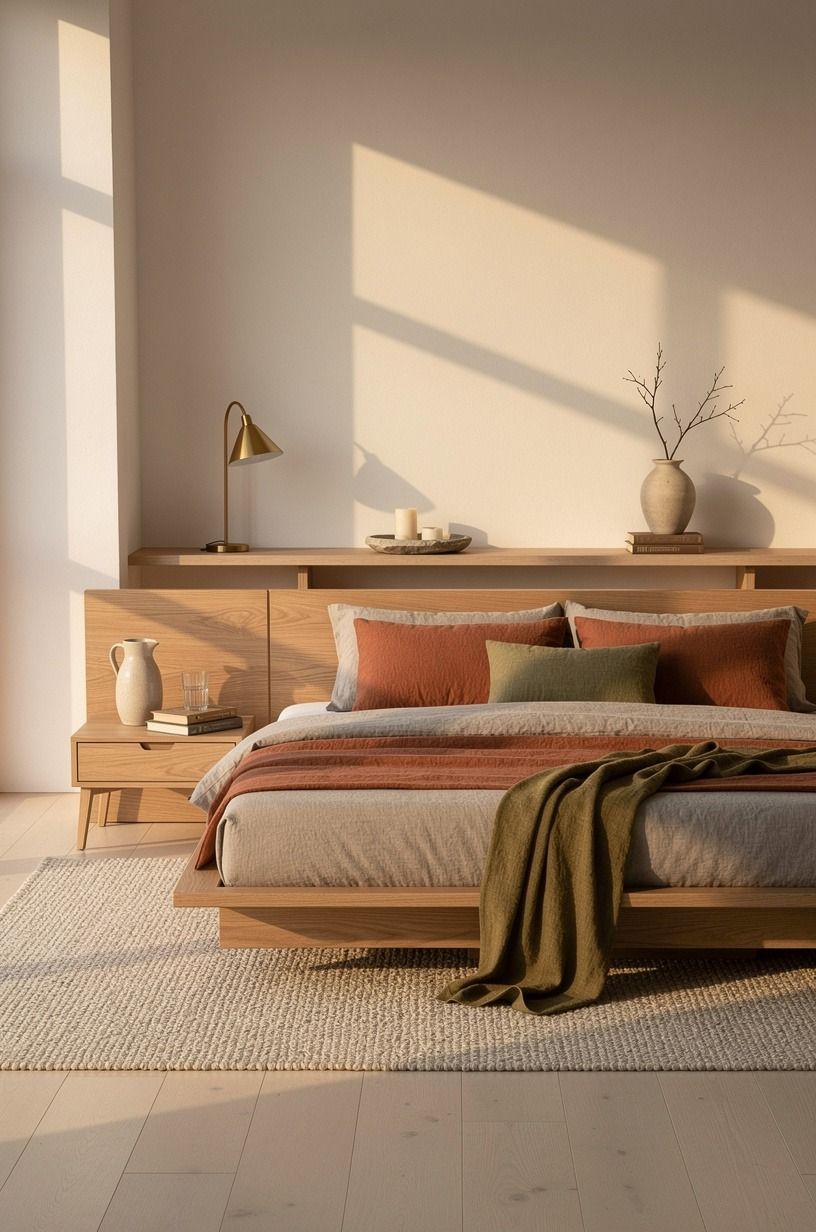 The bed became my non-toxic bedroom decision, terracotta palette