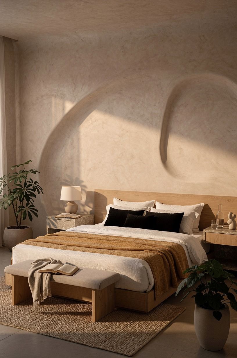The Linen Layer Rule keeps my healthy bedroom simple, warm white palette
