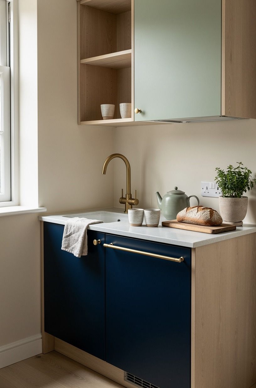 Can a small kitchen carry deep blue?