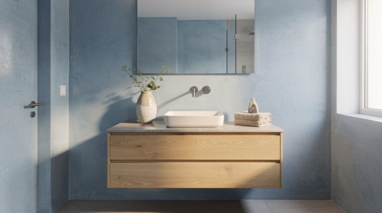 19 Blue Microcement Bathroom Ideas for a Soft, Coastal Feel Without Looking Cold