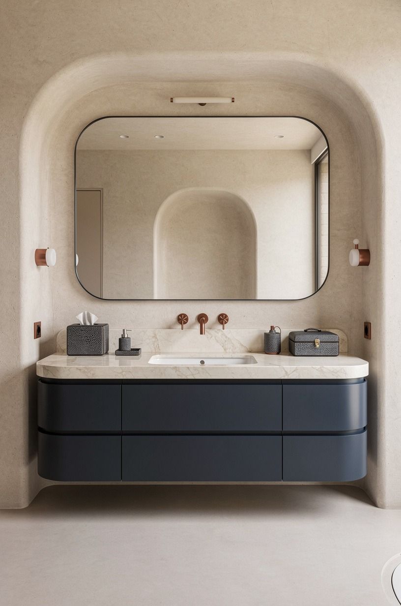 Anchor the layout with the vanity first
