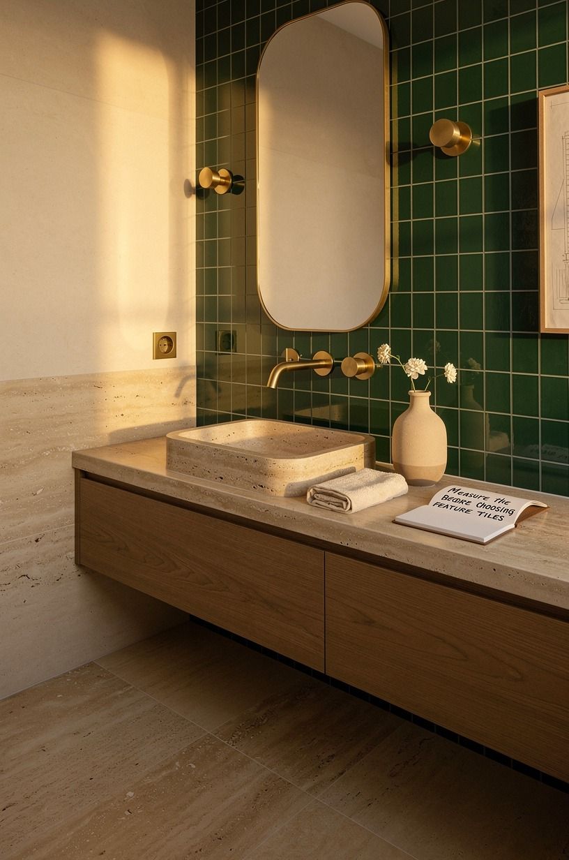 Measure the room before choosing feature bathroom tiles