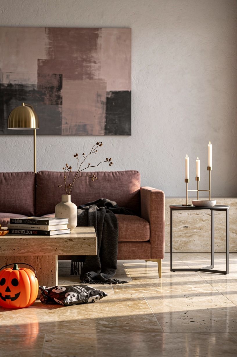 The room now feels like October, not a store aisle, dusty rose palette