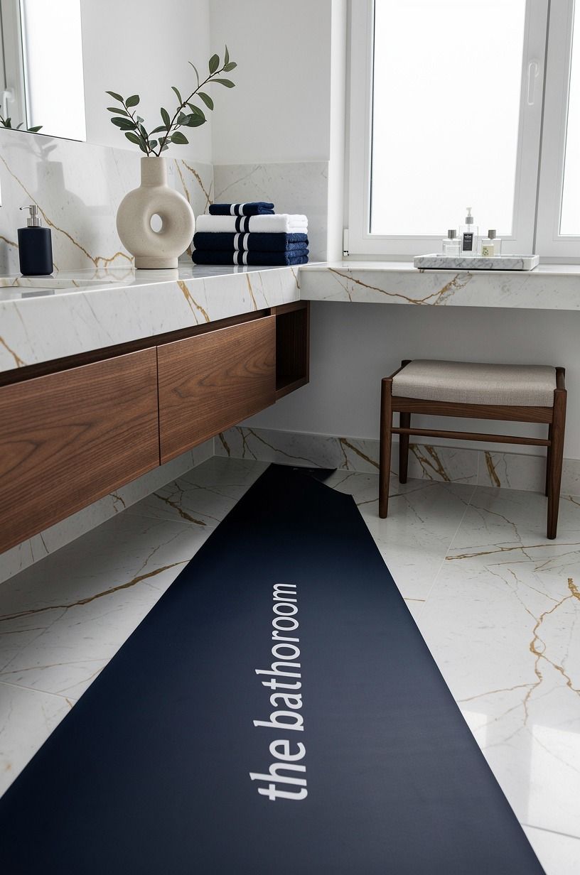 Skip the tile, lay a rubber-backed runner instead