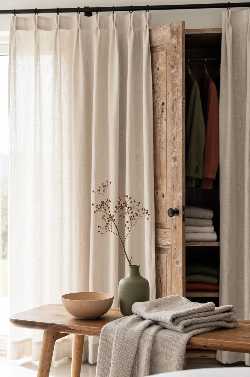 Anchor cream curtains with a black hardware line