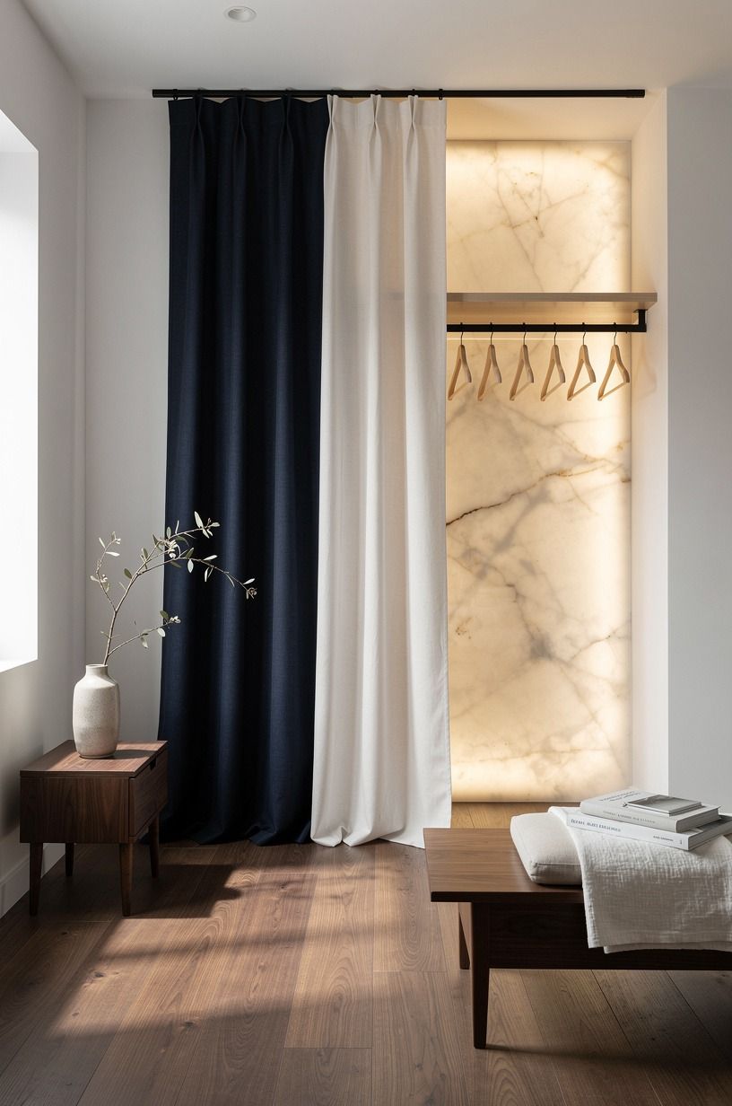 Choose a two-tone curtain instead of a closet door
