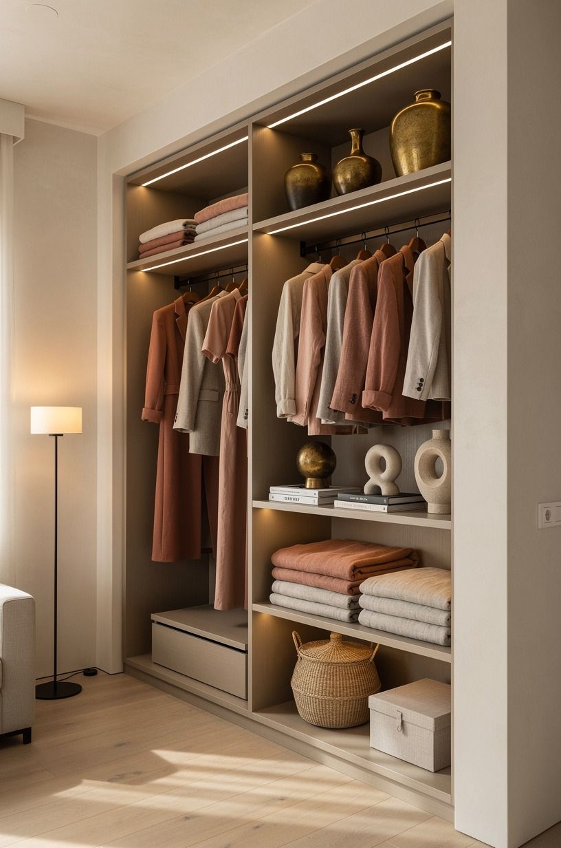 Swap a Bookcase for an Open Wardrobe Wall