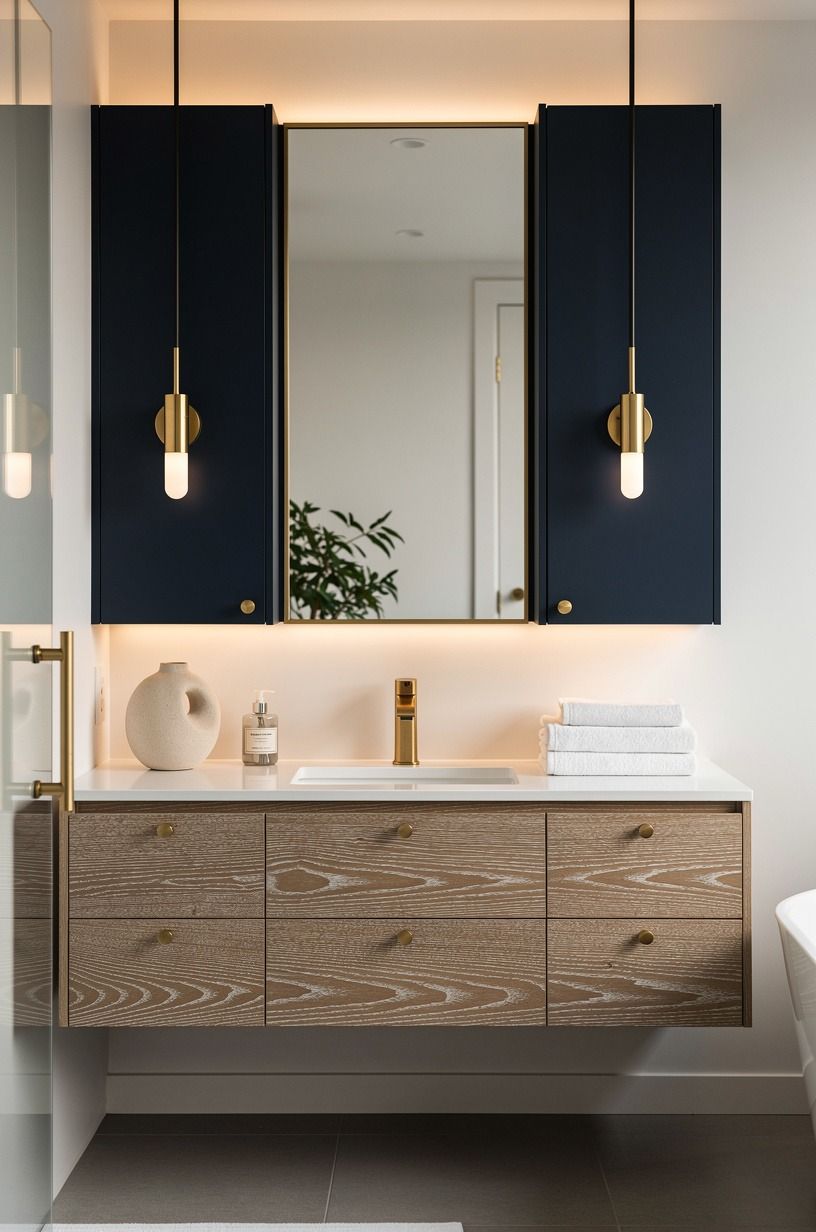Float storage around the 32-36 inch vanity rule