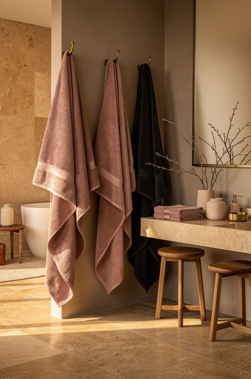 Hang linen and terry textures together
