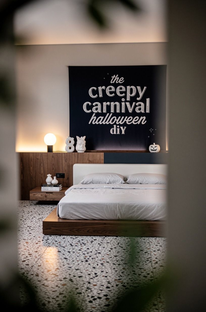 I made the bed the quiet center of the room, navy palette