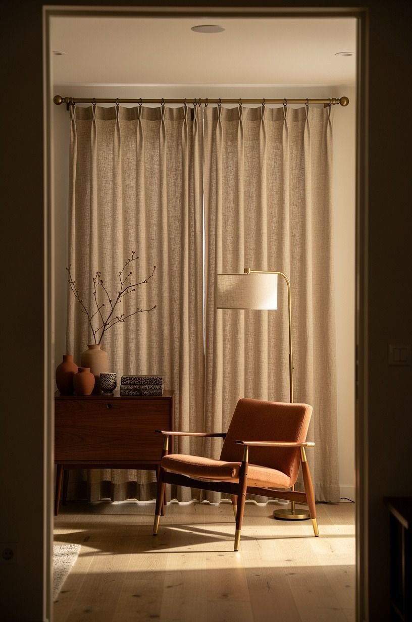 Hang a tension rod for curtains to divide a room