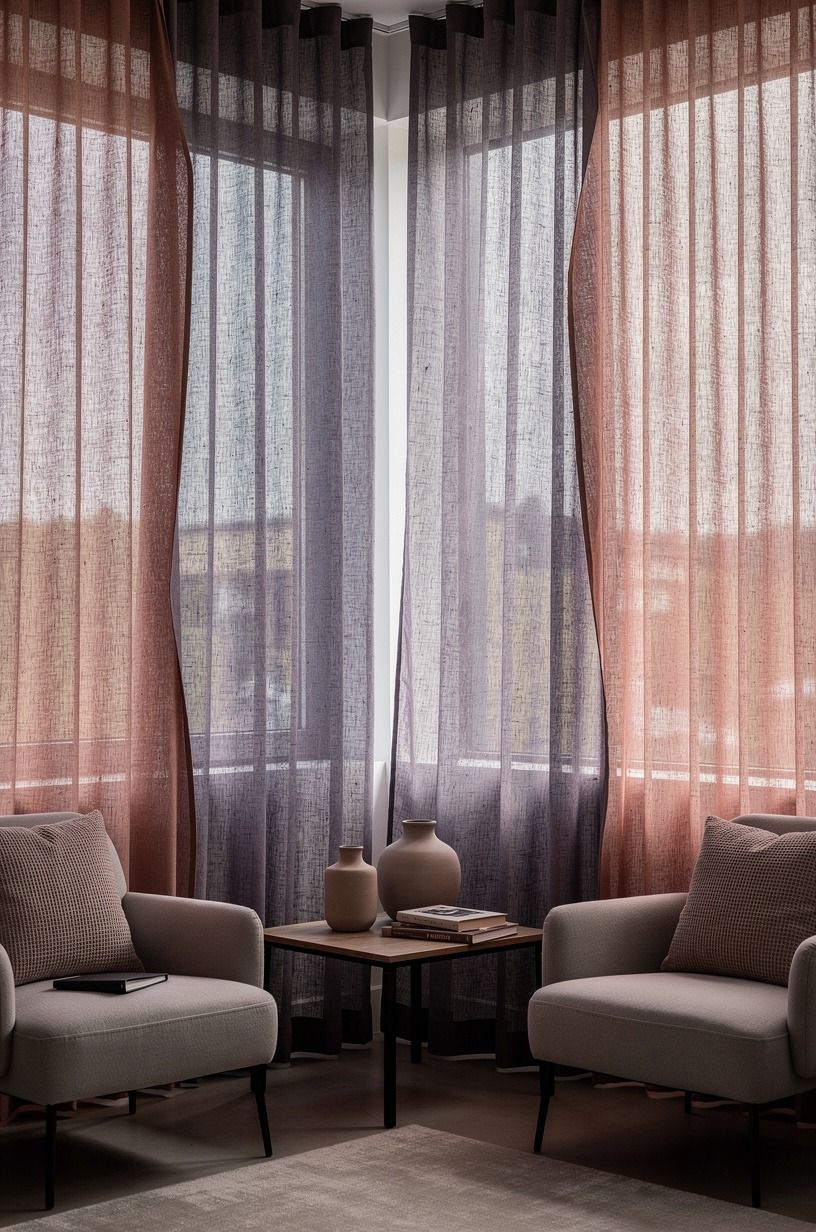 Layer sheer and blackout panels for a room partition curtain