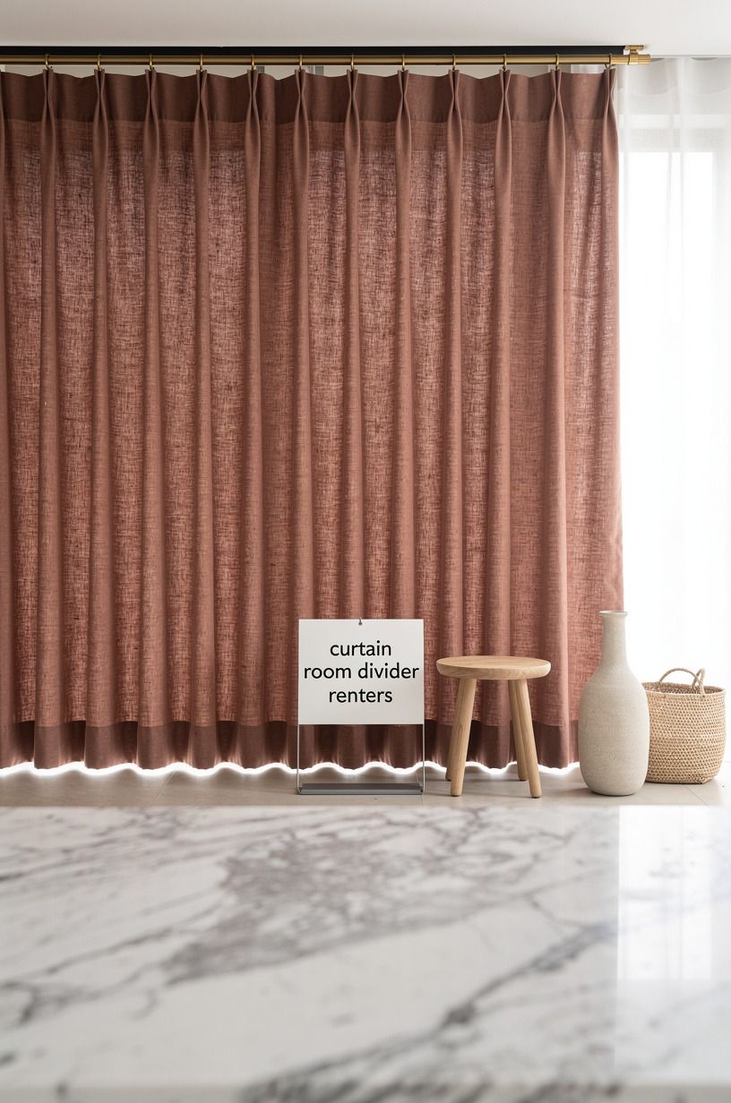 Swap a solid divider for a warm linen curtain