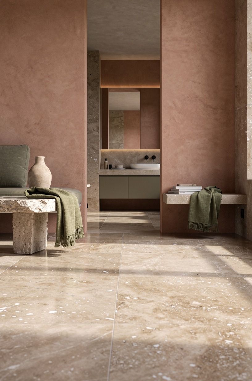 Anchor the Floor with Honed Travertine