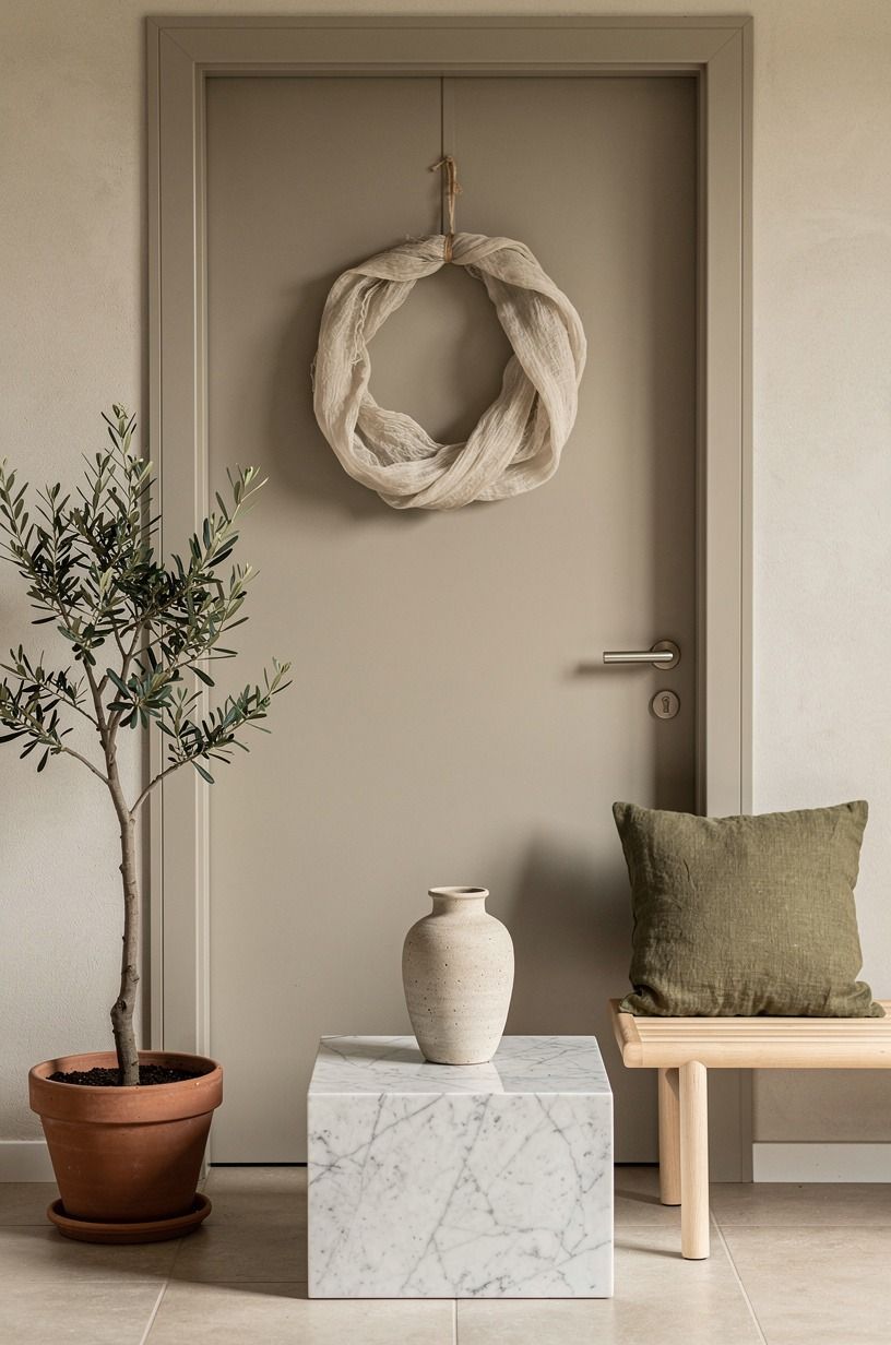 Paint a muted door behind your floating ghost wreath