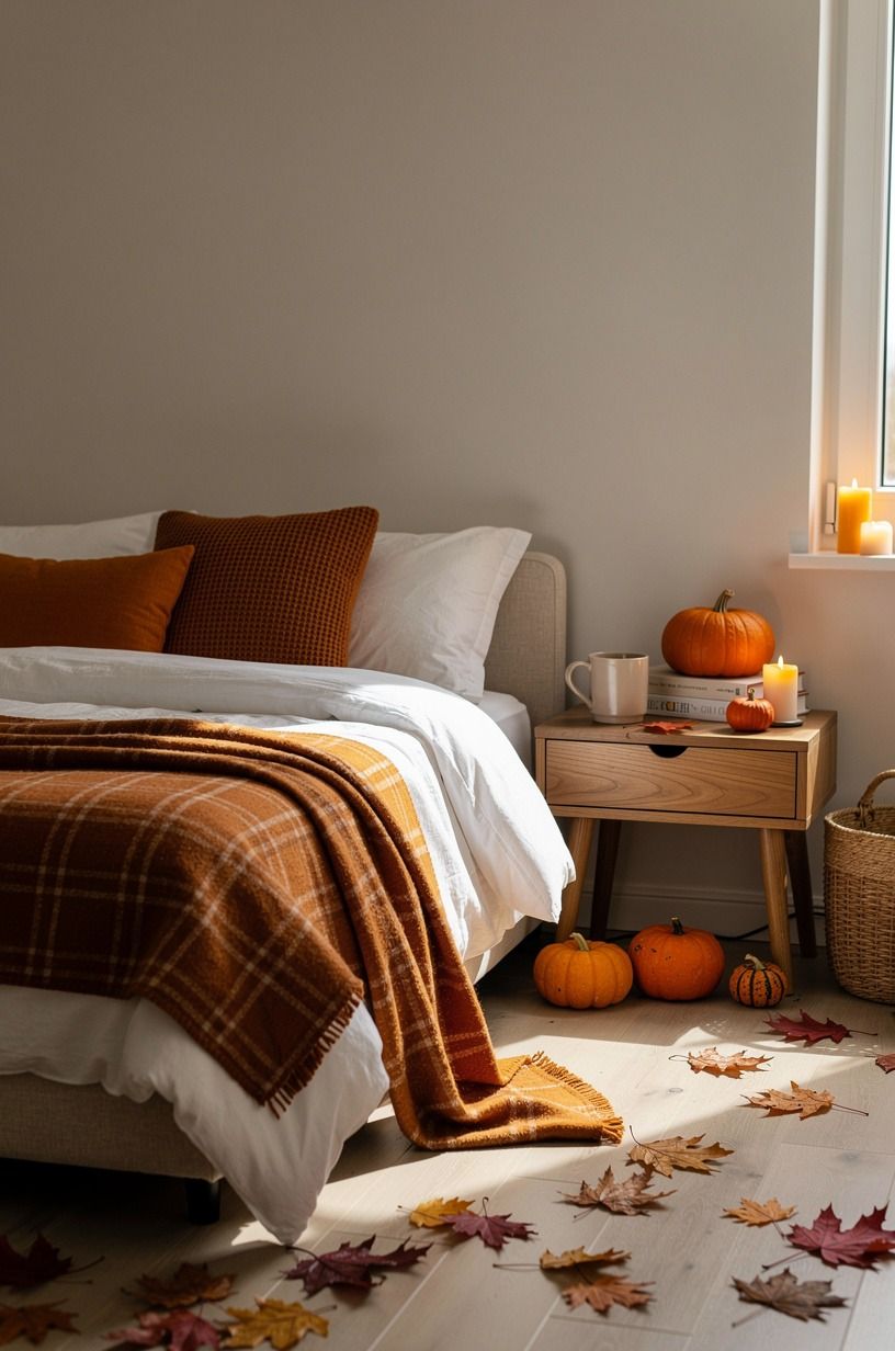 I Cleared the Bedroom Before Adding Halloween Decor, terracotta palette