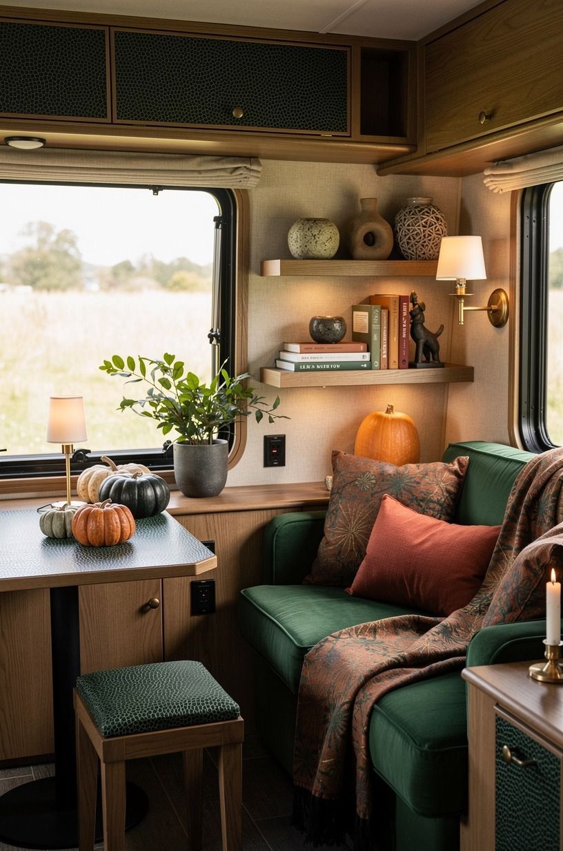 How Much It Cost Me to Make the Trailer Feel Warm, forest green palette