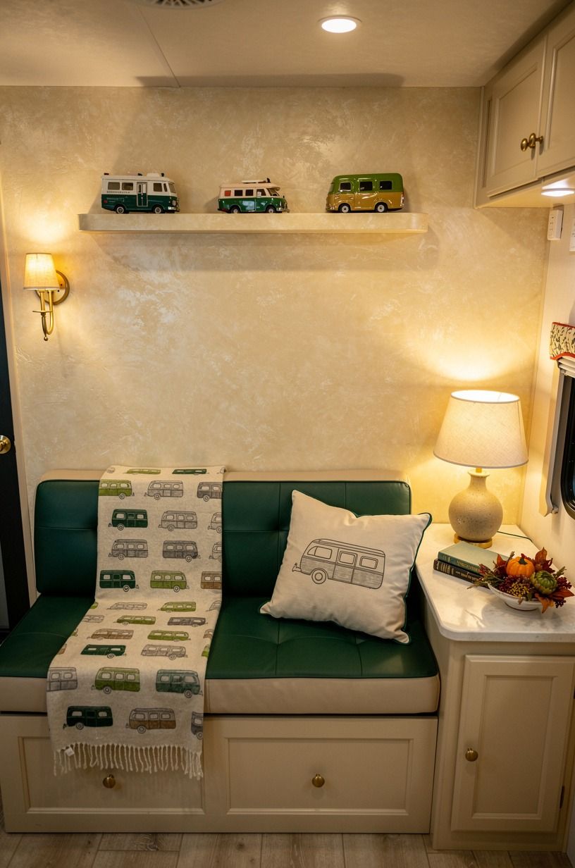 I Used Three Light Sources for Motorhome Decorating Ideas, emerald palette