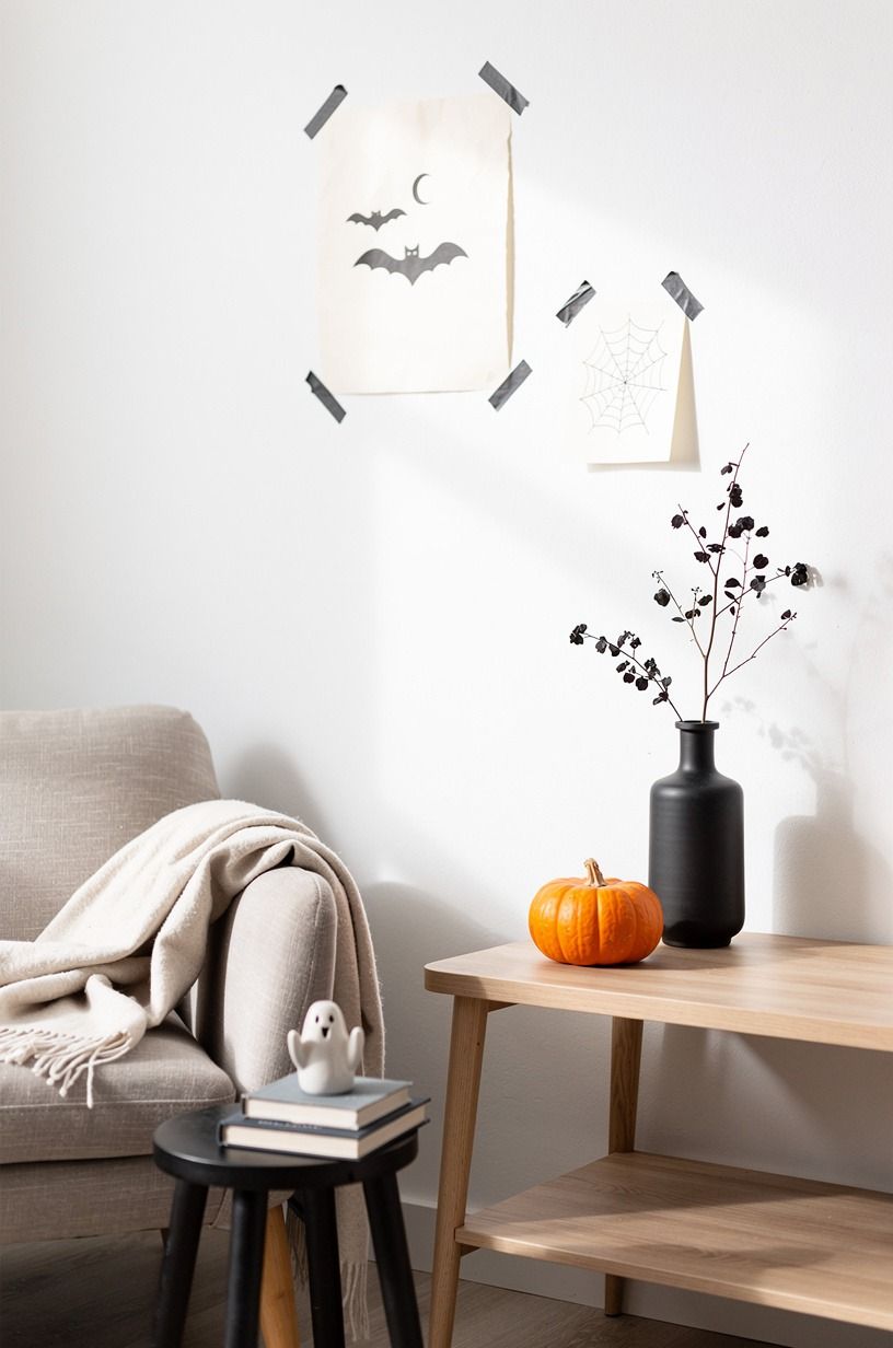 I Built Small Space Halloween Ideas Around One Window, midnight blue palette
