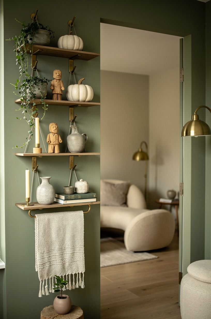 I Let Tiny Apartment Decor Climb the Wall, sage green palette