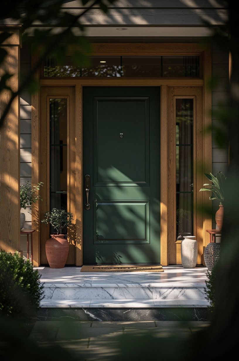 Layer the Three-Height Light Stack for front entry doors with windows