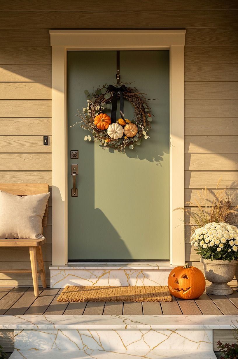 Hang a weatherproof Halloween wreath with a real door hook