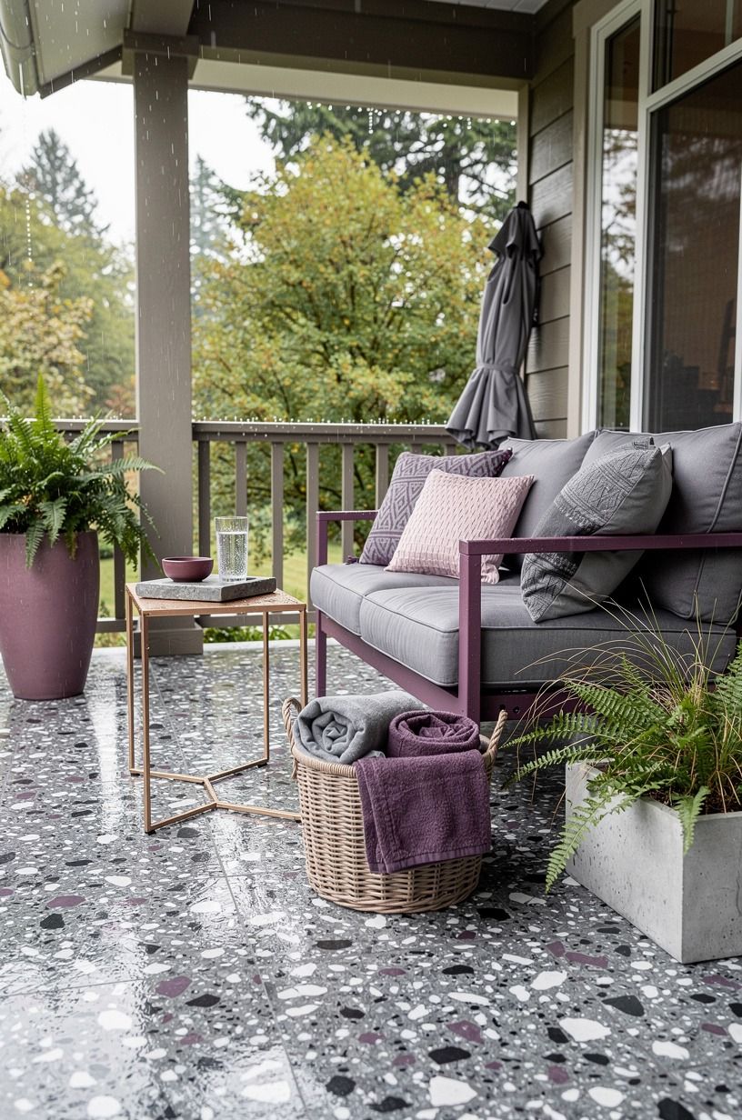 I solved the wet-climate decorating problem first, plum palette