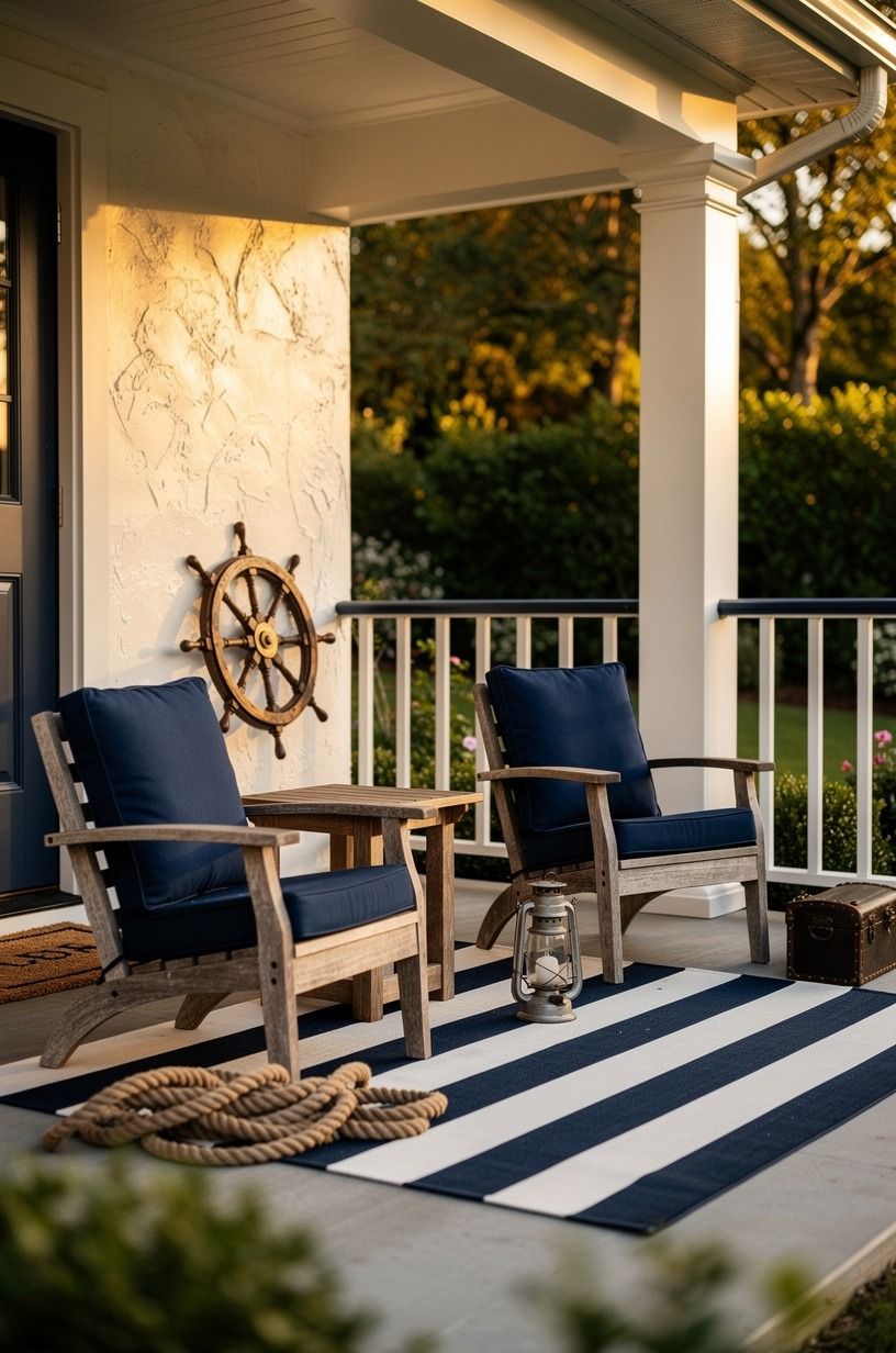 The Porch Became Part of Our Pirate Party Home Decor, navy palette