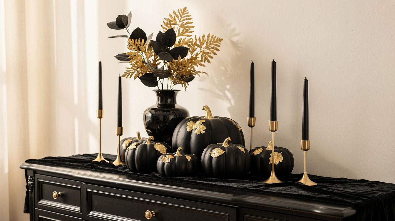 16 Glam Black and Gold Halloween Decor Ideas for an Adult Party