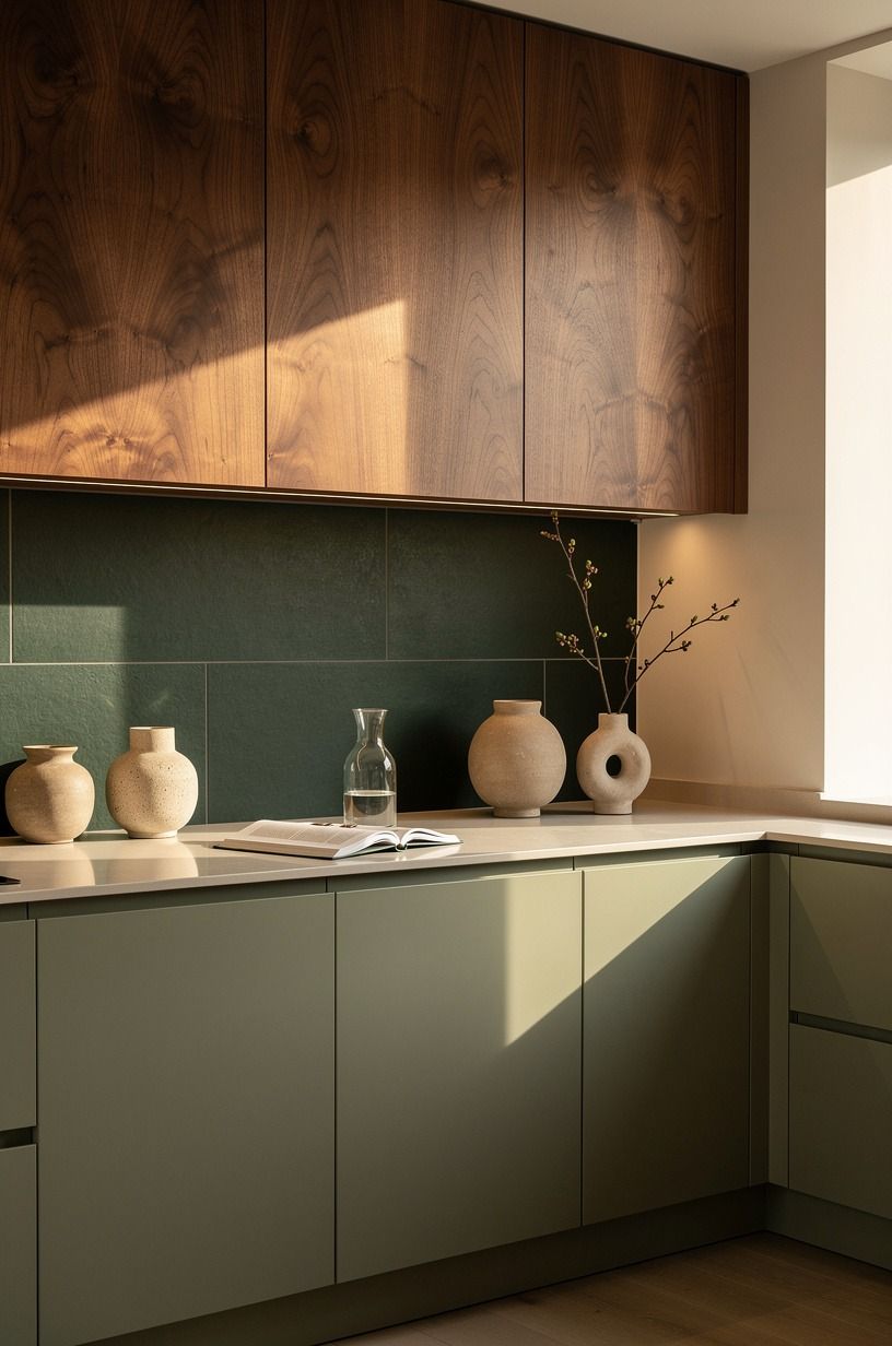 Paint a Dark Green Backsplash Band