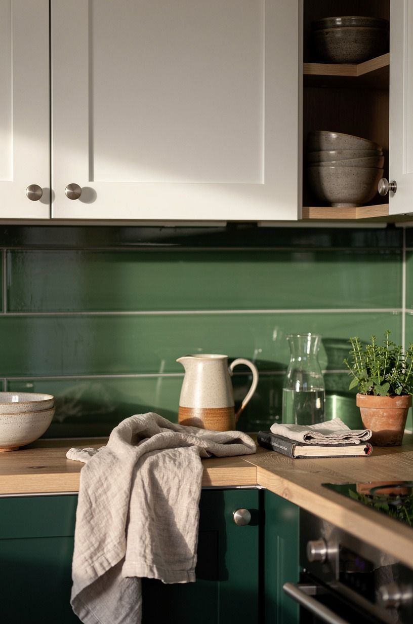 Try Green Glass Over a White Wall
