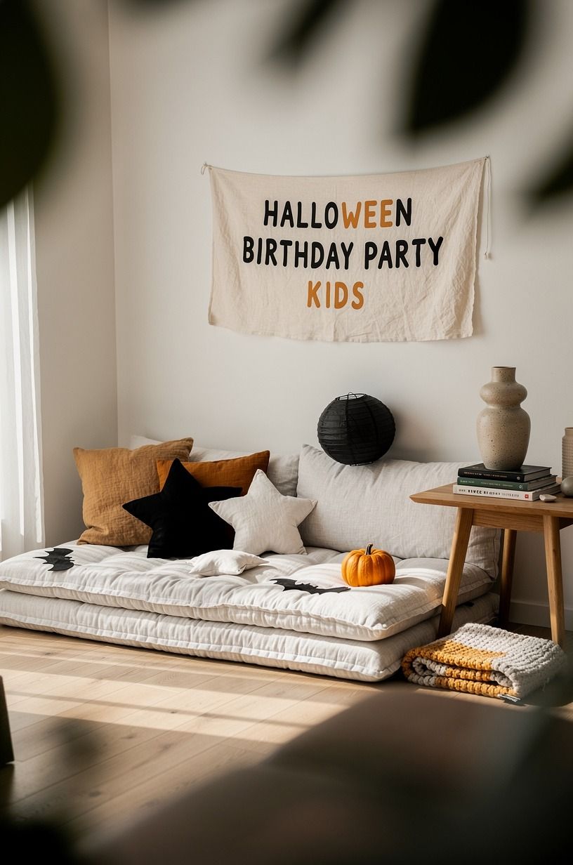 I Made a Sleepover Corner Without Losing the Floor, warm white palette