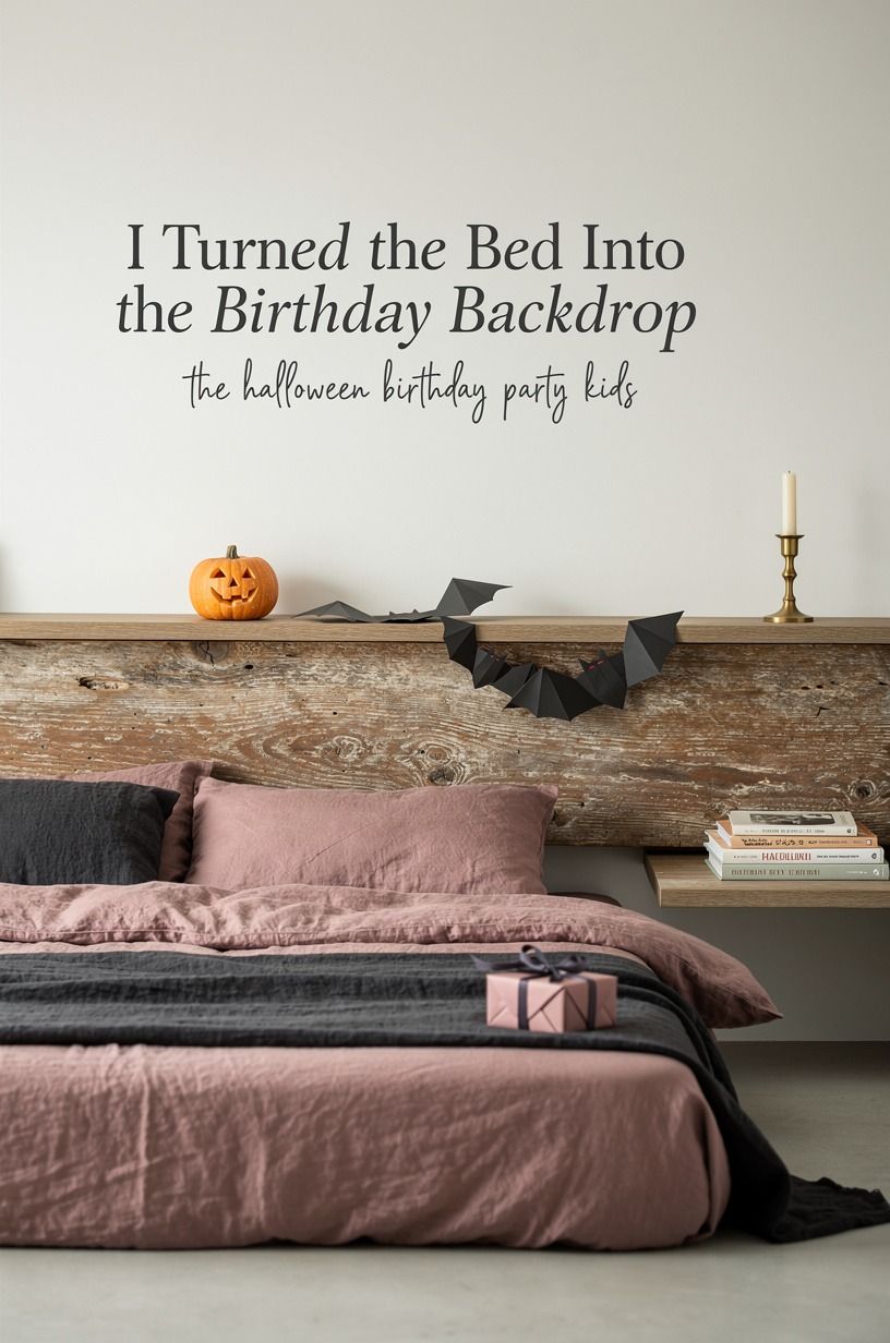 I Turned the Bed Into the Birthday Backdrop, dusty rose palette
