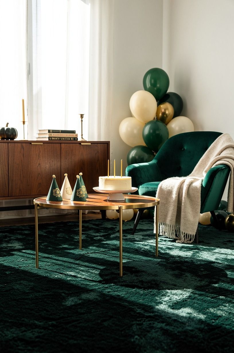 The Room That Made October Birthdays Feel Split, emerald palette