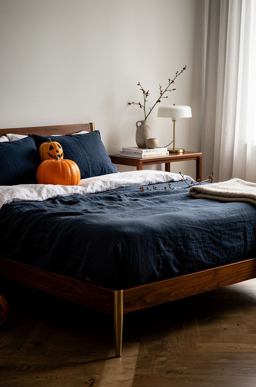 I fixed the middle of the bed last, navy palette