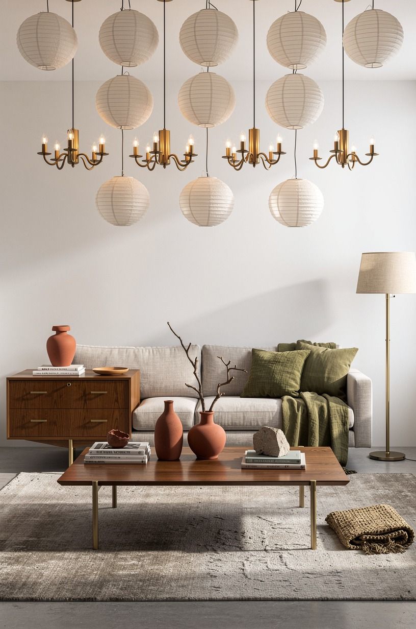Hang paper lanterns at different distances