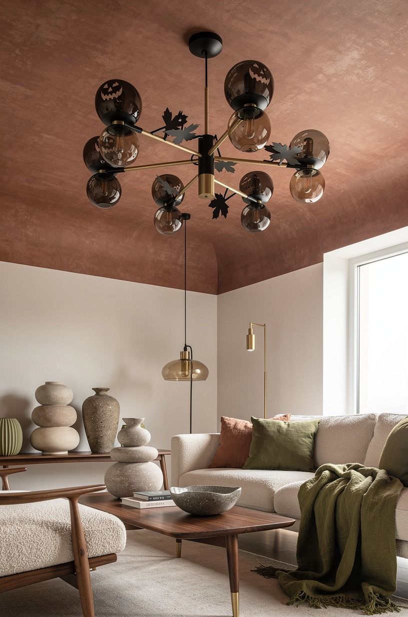 Paint the ceiling with a softer Halloween ceiling decor base