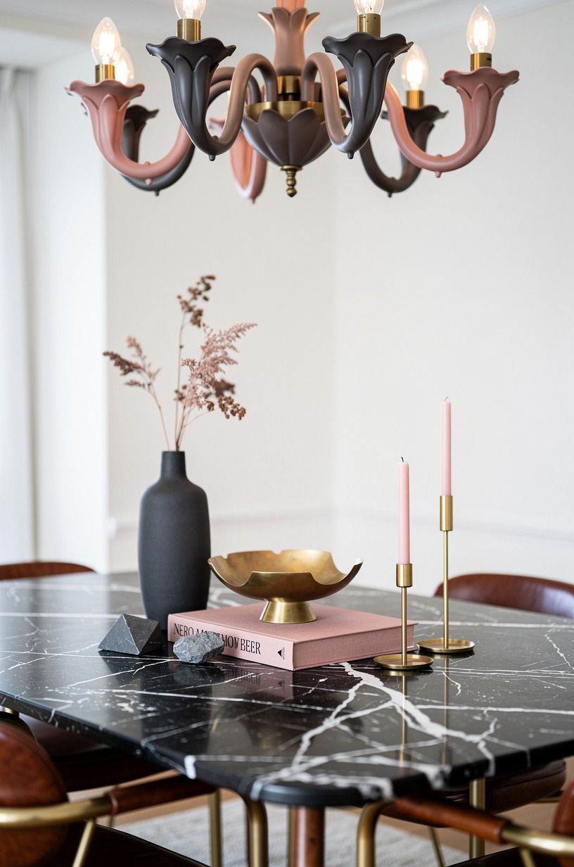 Style the table below the hanging halloween decor
