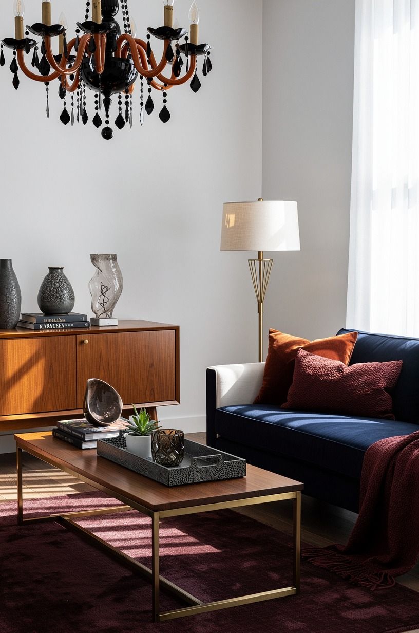 Swap bright orange for rust and burgundy