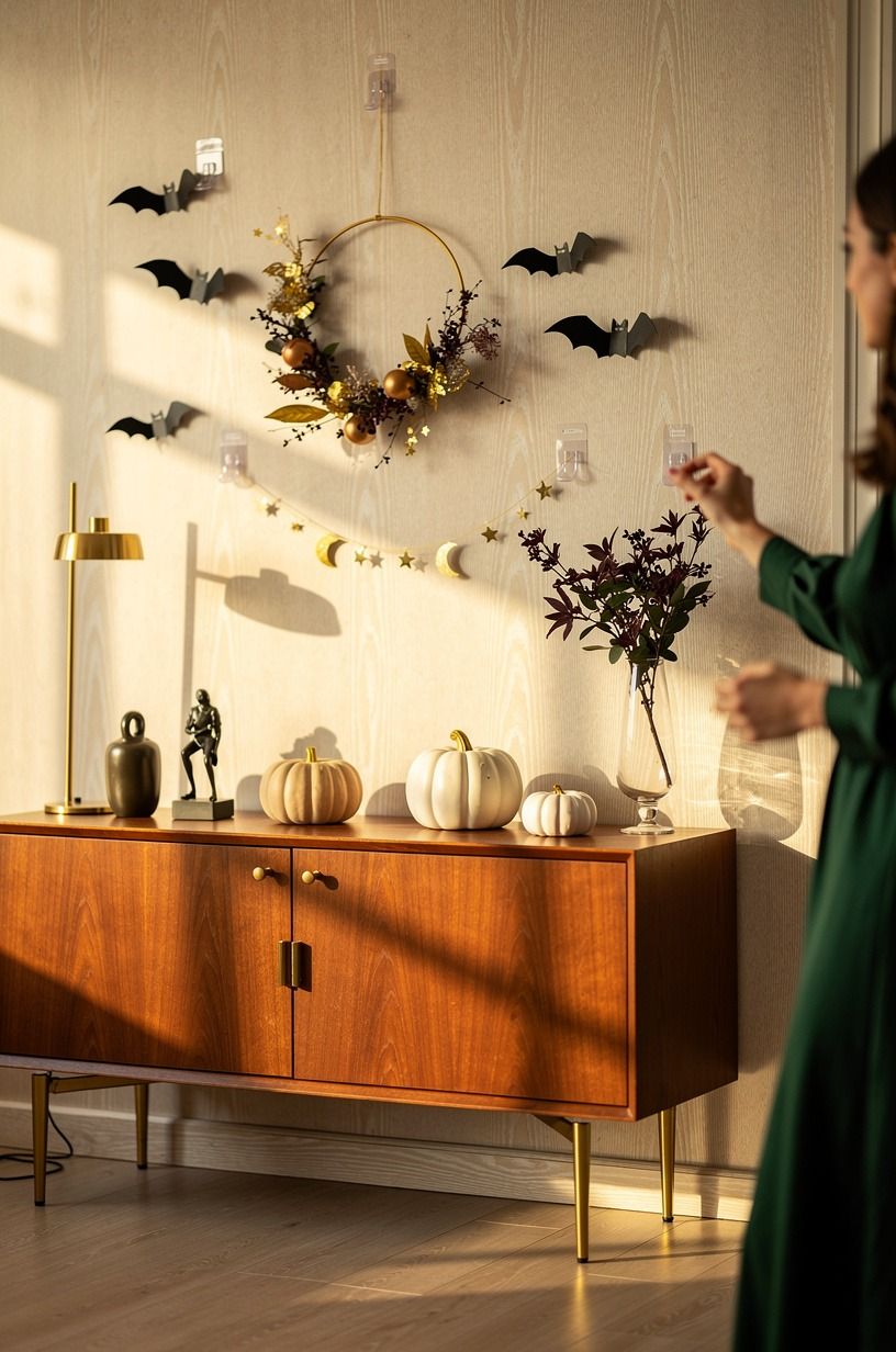 Choose rental-safe hooks for last minute Halloween decor