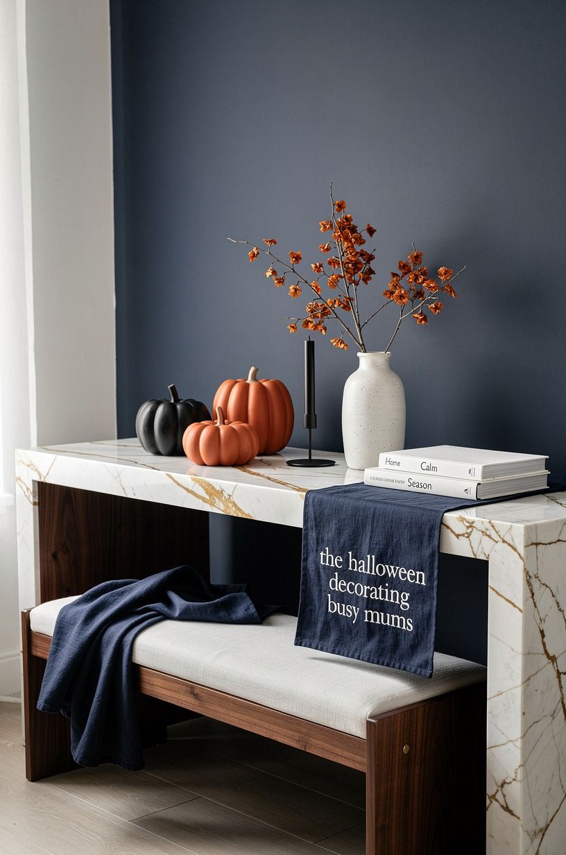 Mix black with earthy orange for simple Halloween decorations