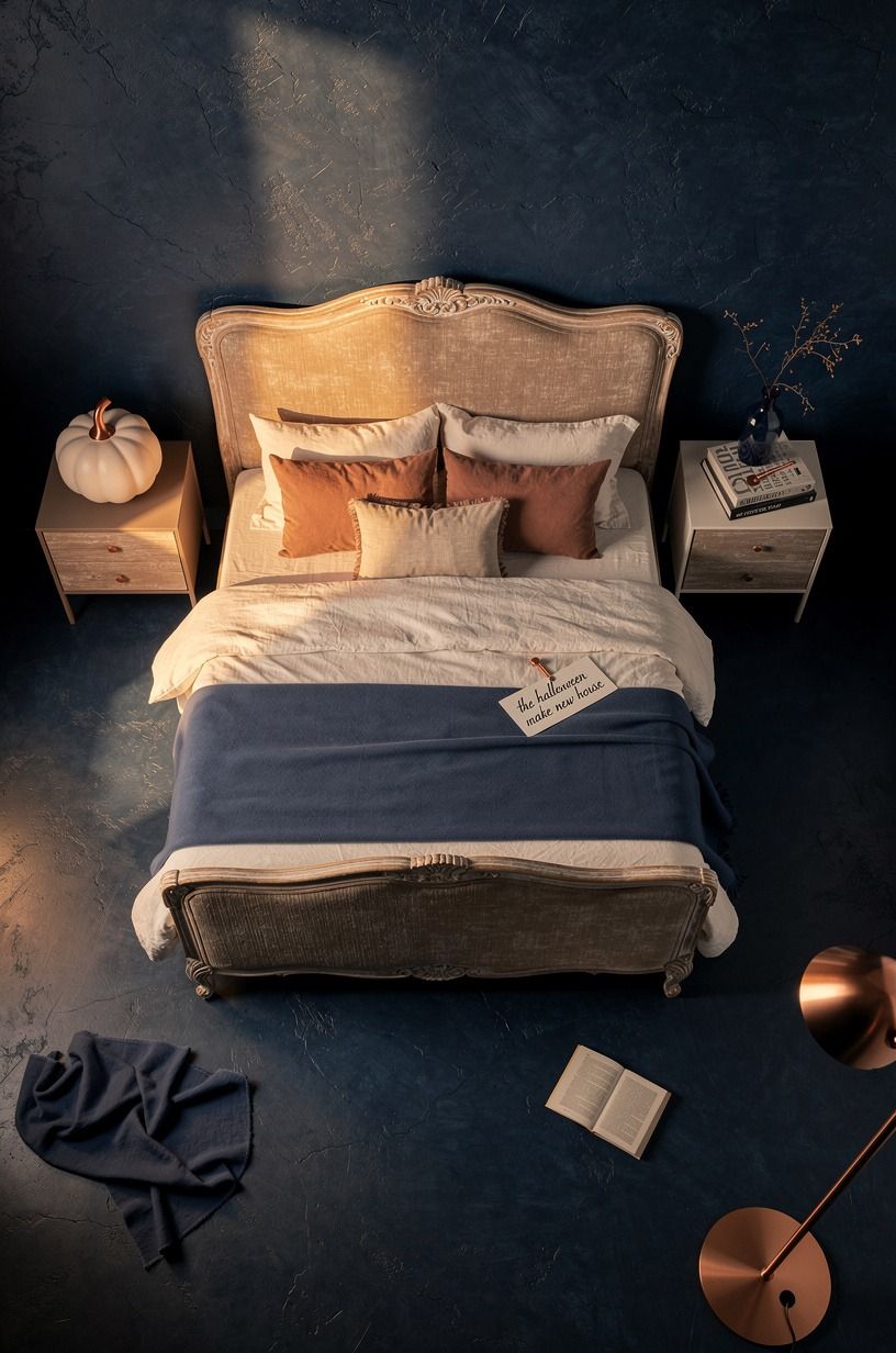 I Chose the Bed as the Oldest-Looking Anchor, midnight blue palette