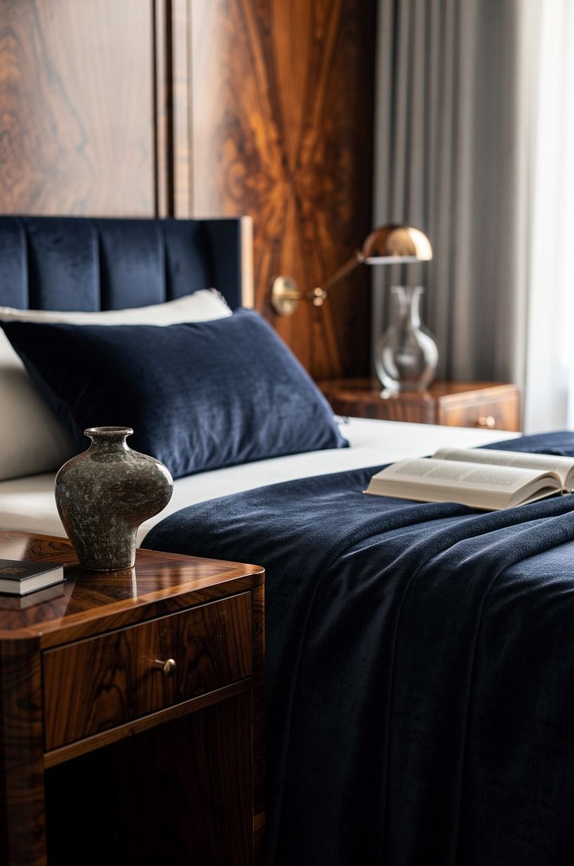 I changed the room around the bed, too, midnight blue palette