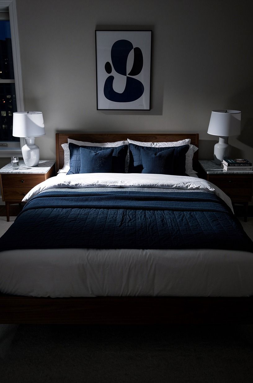 The night my old bedding stopped feeling harmless, navy palette
