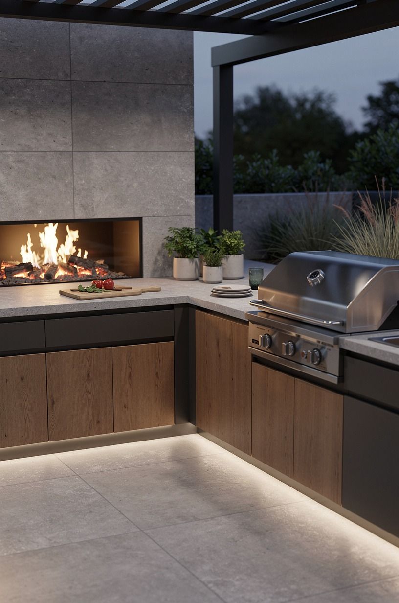 Float the Grill Run Beside the Fireplace