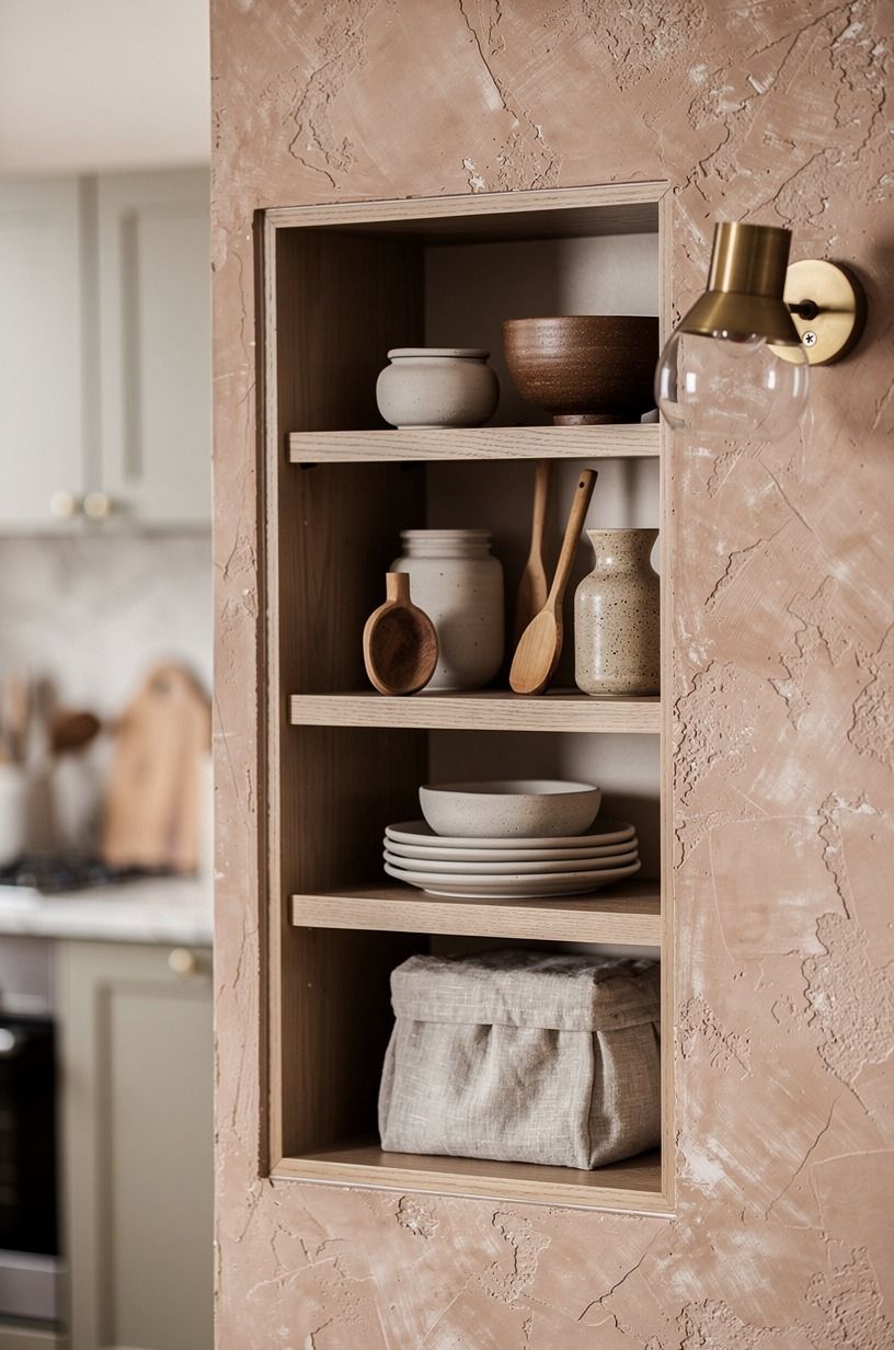 Frame the backsplash gap with useful materials