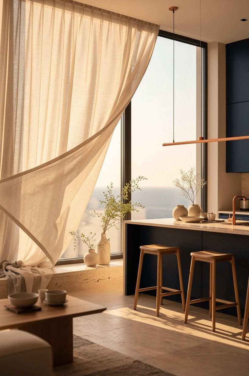 Frame the window with fabric that moves