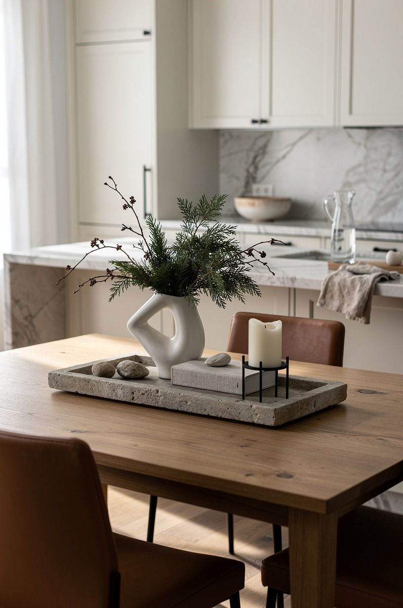 I Added One Year-Round Centerpiece Detail, warm white palette