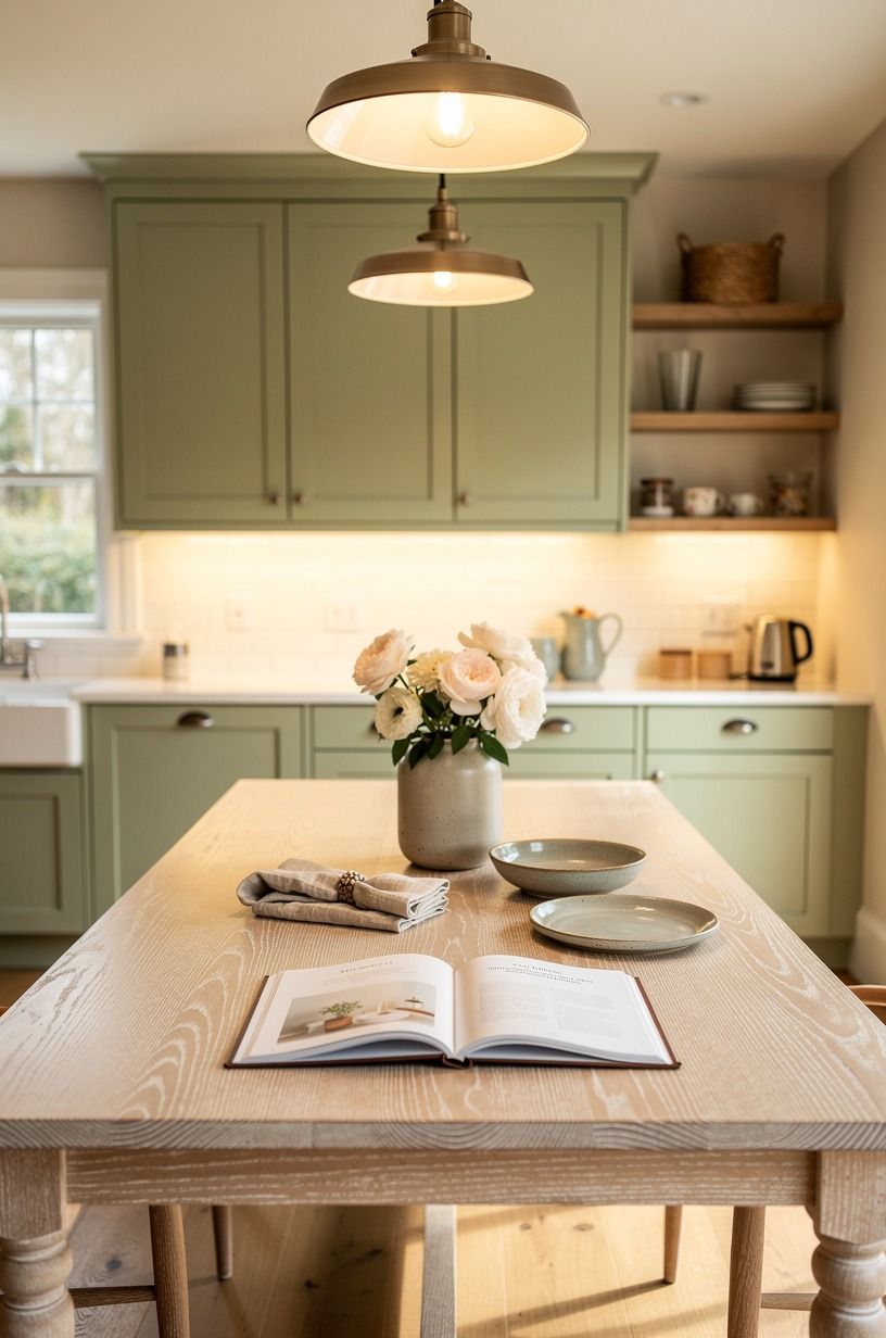 Low-profile centerpiece on a kitchen table